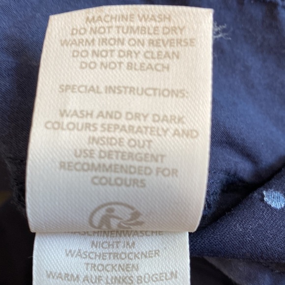 Boden Rachel Spot Chino NAVY WITH BLUE POLKA DOTS Trousers Sz 8 - Picture 15 of 15